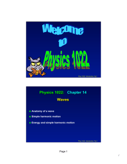 Physics 1022: Chapter 14 Waves