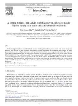 A simple model of the Calvin cycle has only one physiologically