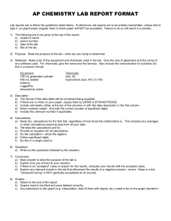 AP CHEMISTRY LAB REPORT FORMAT