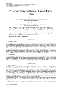 A Corpus-based Analysis of English Suffix &ndash;esque