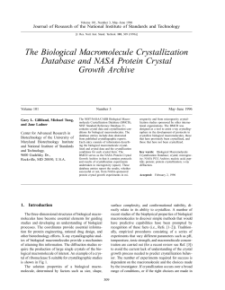 The Biological Macromolecule Crystallization Database and NASA