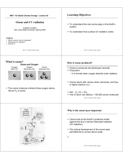 Ozone and UV radiation Learning Objectives What is ozone?