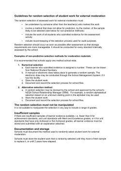 Guidelines for the Selection of Student Work for Moderation