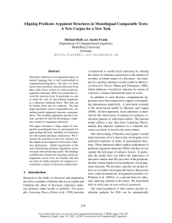 Aligning Predicate Argument Structures in Monolingual Comparable
