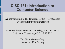 CISC 181: Introduction to Computer Science