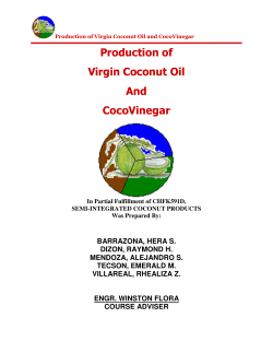Production of Virgin Coconut Oil And CocoVinegar
