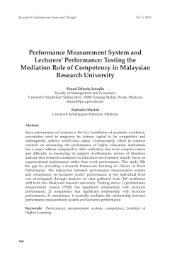 Performance Measurement System and Lecturers - UPSI