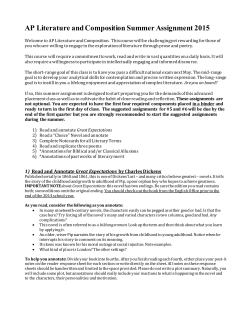 AP Literature and Composition Summer Assignment 2015