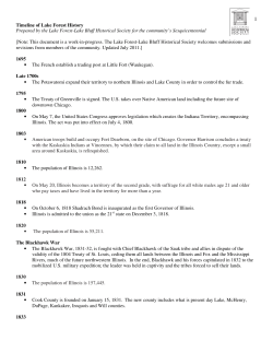 Timeline of Lake Forest History Prepared by the Lake Forest