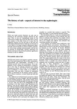 The history of salt&mdash;aspects of interest to the nephrologist