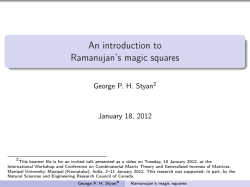 An introduction to Ramanujan`s magic squares