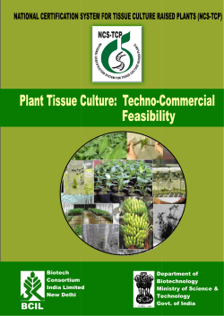 Plant Tissue Culture : Techno-Commercial Feasibility - NCS-TCP