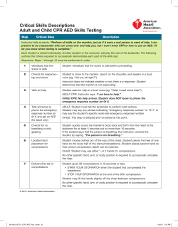Critical Skills Descriptions Adult and Child CPR AED Skills Testing