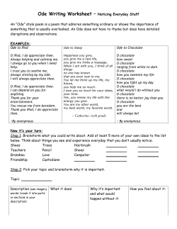 Ode Writing Worksheet &ndash; Noticing Everyday Stuff