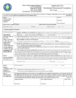 Homestead Form - Hays Central Appraisal District
