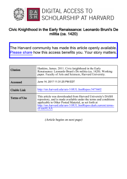 Civic Knighthood in the Early Renaissance: Leonardo Bruni`s De