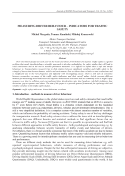 measuring driver behaviour &ndash; indicators for traffic safety