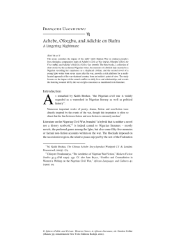 A lingering nightmare: Achebe, Ofoegbu and Adichie on Biafra