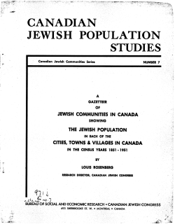 JEWISH COMMUNITIES IN CANADA THE JEWISH POPULATION