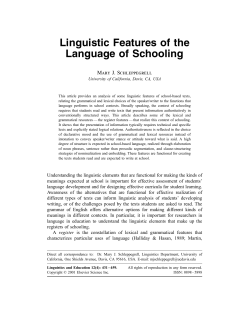 Linguistic Features of the Language of Schooling