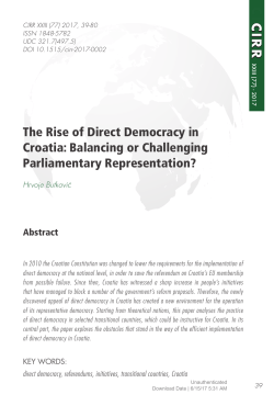The Rise of Direct Democracy in Croatia: Balancing or Challenging