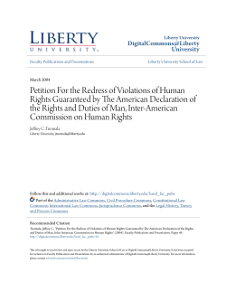 Petition For the Redress of Violations of Human Rights Guaranteed