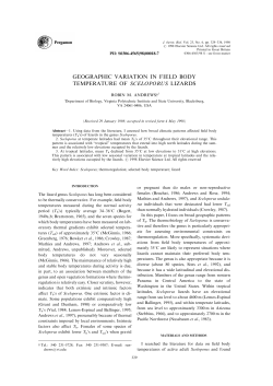 geographic variation in field body temperature of sceloporus lizards