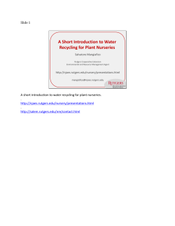 A Short Introduction to Water Recycling for Plant Nurseries