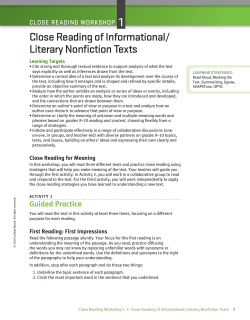 Close Reading of informational/ literary nonfiction Texts