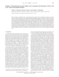 Nonlinear Vibrational Spectroscopic Studies of the Adsorption and