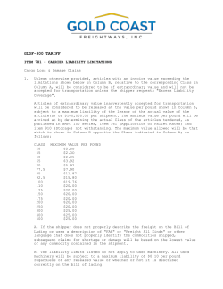 Item 781 CARRIER LIABILITY LIMITATIONS