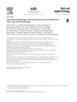 Agricultural landscapes and ecosystem services in South