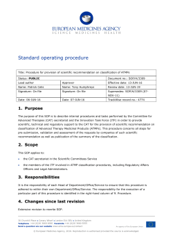 Standard operating procedure for provision of scientific