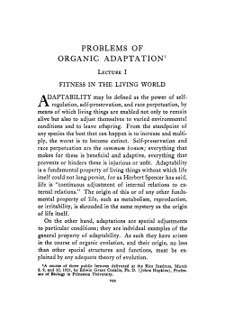 Problems of Organic Adaptation