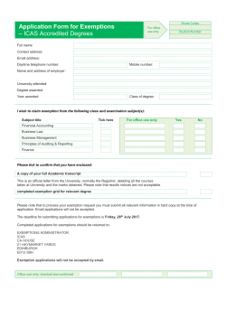Application Form for Exemptions &ndash; ICAS Accredited Degrees