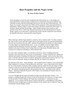 Race Prejudice and the Negro Artist