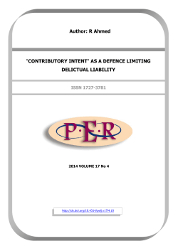 Author: R Ahmed "CONTRIBUTORY INTENT" AS A DEFENCE