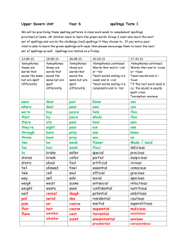 Upper Severn Unit Year 6 spellings Term 1 12.09.15 19.09.15 26.09
