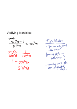 4-11 Verifying Identities Solving Trig Equations Double Angle