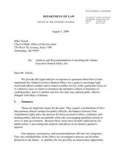 Opinion on Ethics Issues - Alaska Department of Law