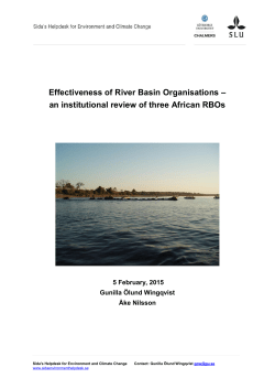 Effectiveness of River Basin Organisations &ndash; an institutional review