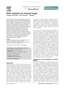 Olefin metathesis for chemical biology - Biochemistry | UW