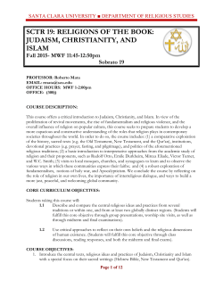 SCTR 19: RELIGIONS OF THE BOOK: JUDAISM, CHRISTIANITY