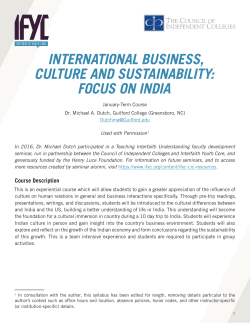 international business, culture and sustainability: focus on india