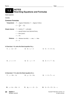 NOTES Rewriting Equations and Formulas
