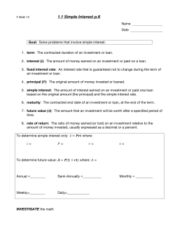1.1 Simple Interest Notes