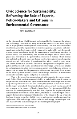 Civic Science for Sustainability: Reframing the Role of Experts