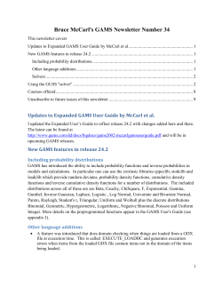 Bruce McCarl`s GAMS Newsletter Number 34
