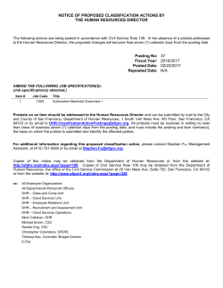 Classification Posting #37 - Department of Human Resources