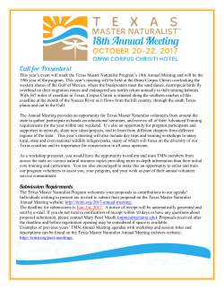 Call for Presenters! - Texas Master Naturalist